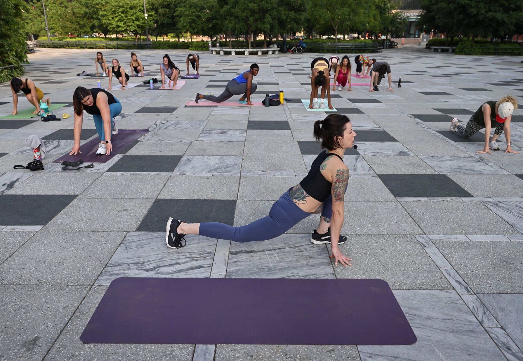 Sunrise boot camp at Kiener Plaza